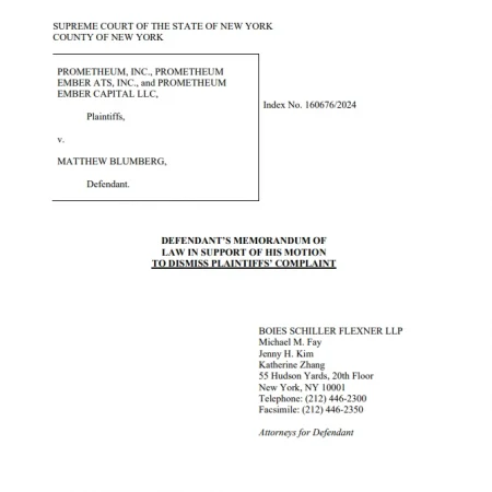 Matthew Bloomberg files motion to dismiss Prometheus case